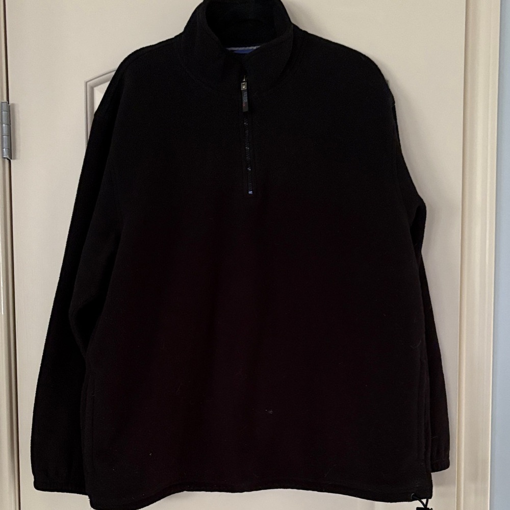 Izod Men's Black Quarter Zip-Up Fleece Sweater Size XL
